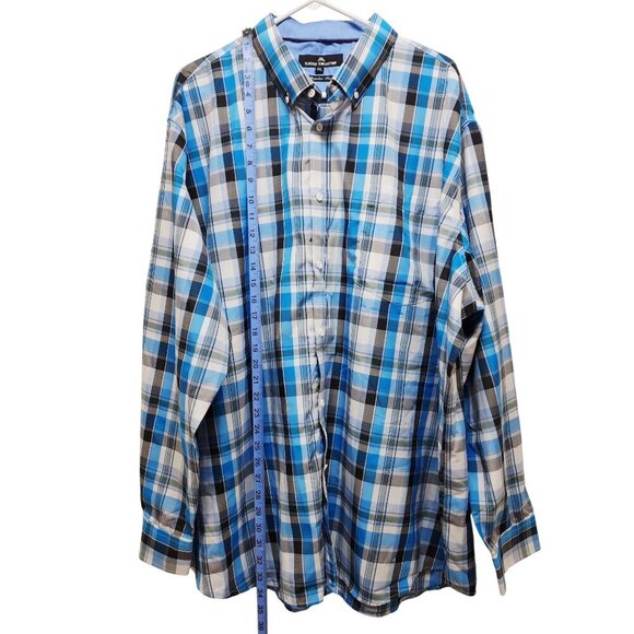 Mens Classic Collection Size 4XL Plaid Button-Up Shirt Blue/White Regular Fit - Picture 5 of 8